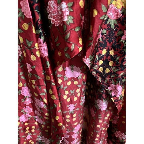 Ashley Stewart Blouse Womens 14/16 High Low Duster Top Off Shoulder Button Red - Picture 6 of 6